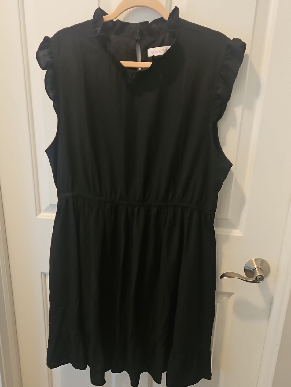 Black Ruffle Sleeve Mini Dress - Classic Women's Dress